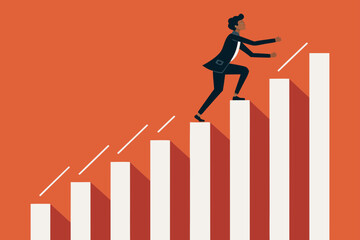 Spectacular Minimalist Leader Climbing Bar Chart Bold Orange Visual Excellence Standard Elegant Refined Style Perfect for Social Media Content Social Media Ready Visual Content Creative Asset