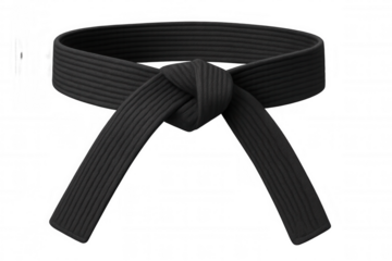 Martial arts black belt knotted, representing skill and dedication in combat training