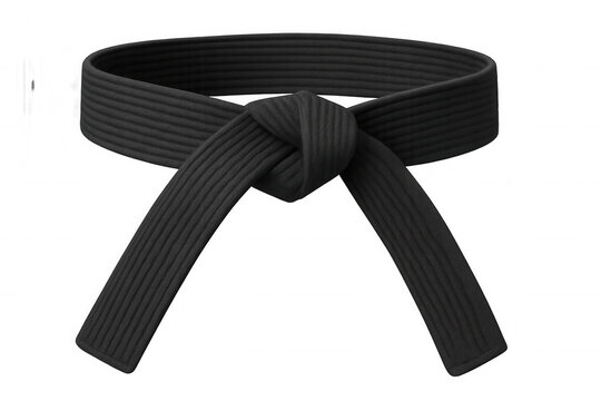 Martial arts black belt knotted, representing skill and dedication in combat training