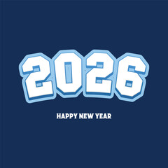 Happy new year 2026 with 3D numbers on soft baby blue background. New year 2026 greeting and celebration template