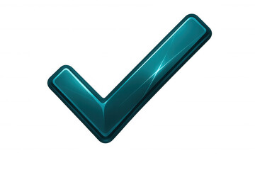 Glossy check mark symbol, representing confirmation and approval, isolated on a transparent background