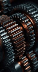 Fototapeta premium Close-up of interlocking gears