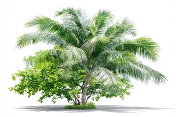 Obraz premium Tropical palm tree with undergrowth