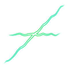 Green electric lightning cross effect with transparent background
