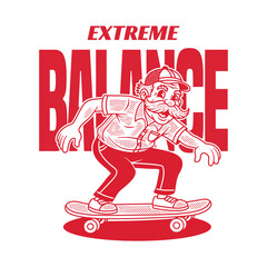 EXTREME BALANCE cute cool cartoon vector hand drawn