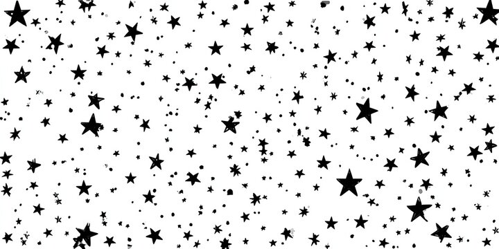 A repeating pattern of black hand-drawn stars on a white background