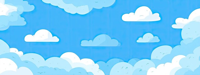 Obraz premium Cartoonish sky with fluffy clouds