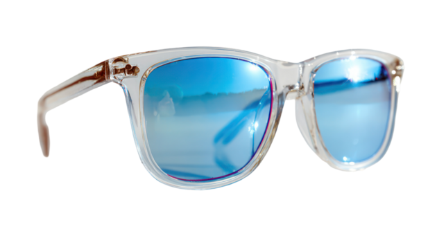 Pair of Stylish Sunglasses with Clear Reflections on Transparent Background