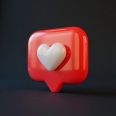 Red notification bubble white heart social media like