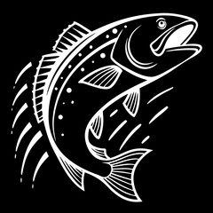 fish isolated on white background - Seafood vector illustrations - Fish or seafood flat icon for food apps and websites - fish decoration in watercolor texture