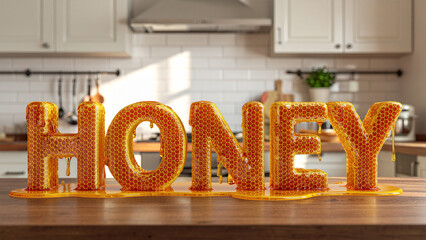 立体的な&rdquo;ハチミツ&rdquo;の文字