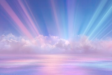 Pastel sky rays over a tranquil sea