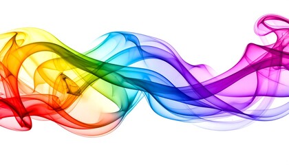 Abstract colorful smoke wave design on white