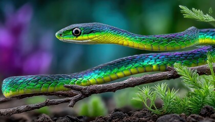 Fototapeta premium Vibrant snake on branches