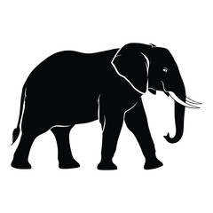 Fototapeta premium Majestic Elephant Silhouette Walking Wildlife Illustration Strong Animal Symbol Isolated on White Background Conservation Awareness Graphic Design Element Vector Art