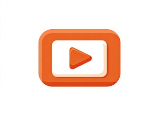 Orange play button icon, 3D style