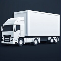 white cargo truck with a white blank empty trailer Paper cut style Vector Design Illustration with dark Background clean design, created with generative ai