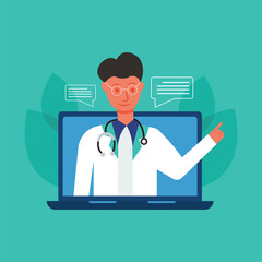 Online doctor concept with laptop. Online medical consultation