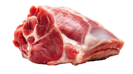 A single fresh raw uncooked cut of red beef possibly a prime steak or a succulent roast sits isolated on a simple dark and elegant non reflective black background.