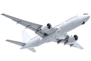 Obraz premium Large white commercial jet, angled downward