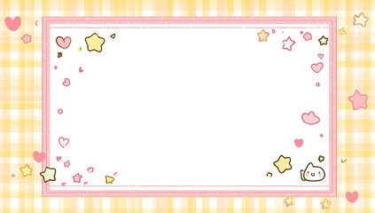 Cute, pastel-colored frame with hearts, stars, and confetti