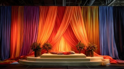 29. Draped backdrop made with silk curtains for a cultural celebration