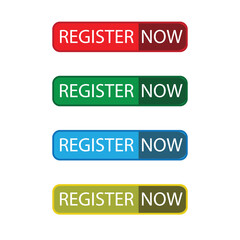 Register Now Button Color Set register button set. Vector Stock Illustration
