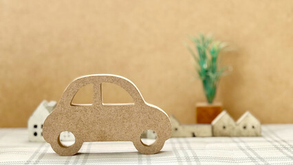 車のナチュラル小物とミニ家小物_コルク背景