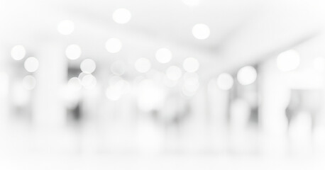 Blurred white background with bokeh lights in a bright indoor setting, giving a dreamy and clean aesthetic perfect for creative and elegant modern visuals.