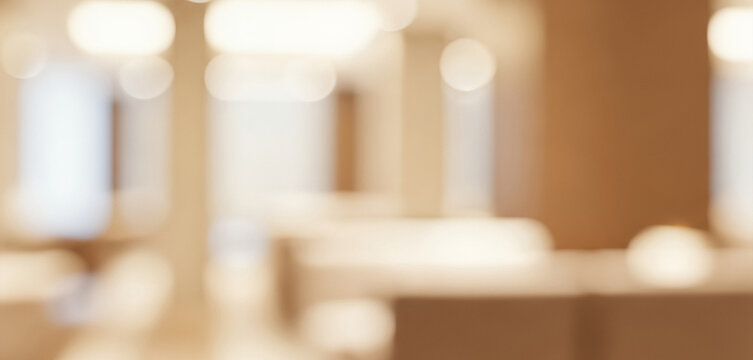 Abstract blurred interior with light bokeh and a neutral color palette, creating a soft and elegant background ideal for minimalistic and modern designs.