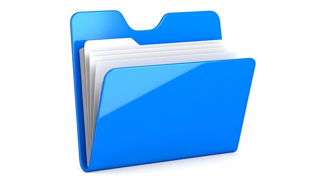 Blue folder icon with papers