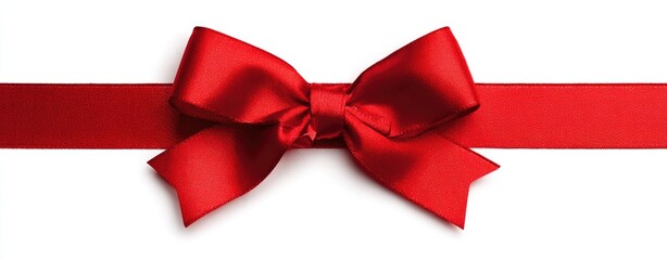 Red satin ribbon bow with horizontal ribbon