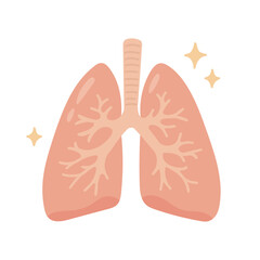 かわいい手描き風の健康的で清潔な肺イラスト素材 — 呼吸と酸素の健康を表現したやさしいデザイン