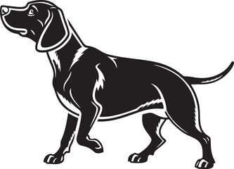 Black Beagle dog walking profile silhouette with floppy ears