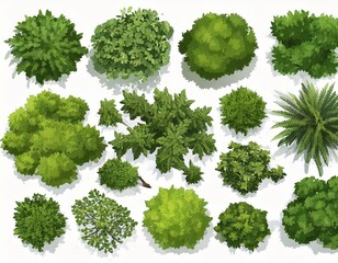 Obraz premium Top view tree. Aerial landscape green planting, park map vegetation and tropical fore
