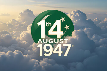 Independence Day of pakistan, august 14th 1947,White and gold text on black background,The separation of India and Pakistan in 1947 is commemorated on August 14th and 15th.