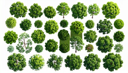 Vector set. Trees top view. Different plants and trees vector set for architectural