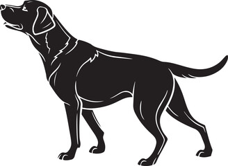Black Silhouette of a Labrador Retriever Standing Alert