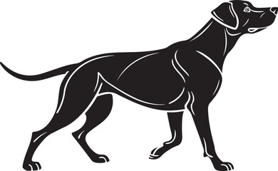 Black Silhouette of a Pointer Dog Walking animal canine