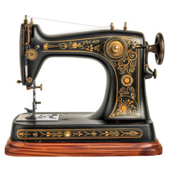 Vintage Sewing Machine with Intricate Floral Design on Body