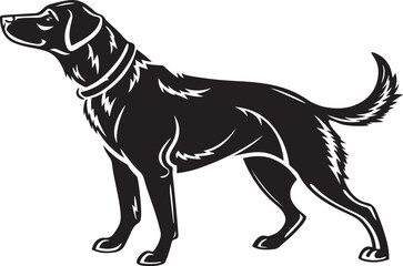 Black silhouette of a Labrador Retriever dog standing