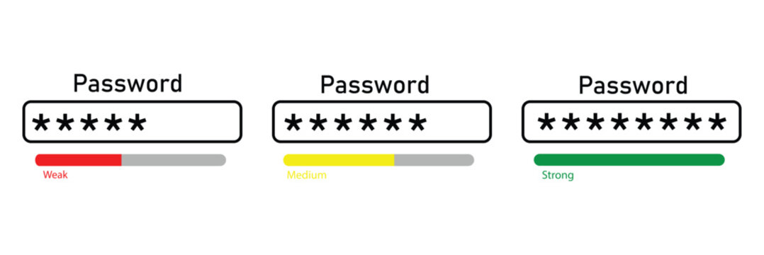 password weak, medium and strong template. authorization concept. strong, medium and weak&nbsp;password&nbsp;form.
