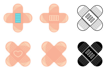 Adhesive Bandage Icon – Flat Design Vector Illustration on White Background. Adhesive bandage symbol set suitable for healthcare, first aid, wound care, hospital, clinic, and pharmacy.