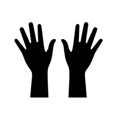 Obraz premium Two black silhouettes of hands raised, palms up