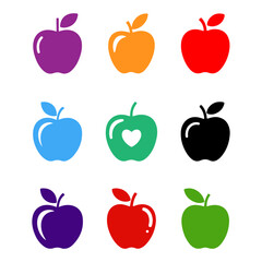 colorful apple icon set. set of apples