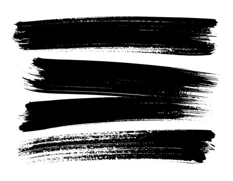 Three horizontal black brush strokes on white background