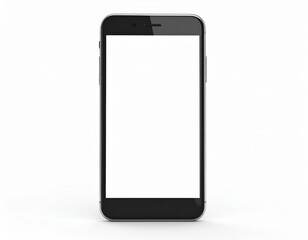 Black Smartphone With Blank Screen On White Background