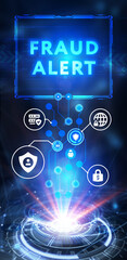 Fraud Alert Caution Defend Guard Notify Protect Concept. 3d illustration