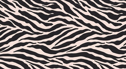 Seamless Zebra Pattern: Black Stripes on Pale Background, Animal Print Design