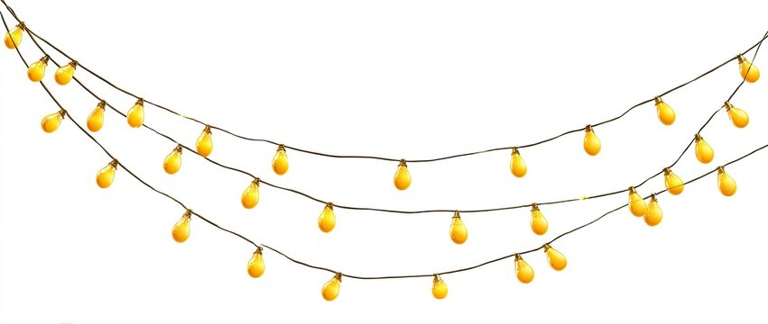 Warm yellow string lights on a light brown cord